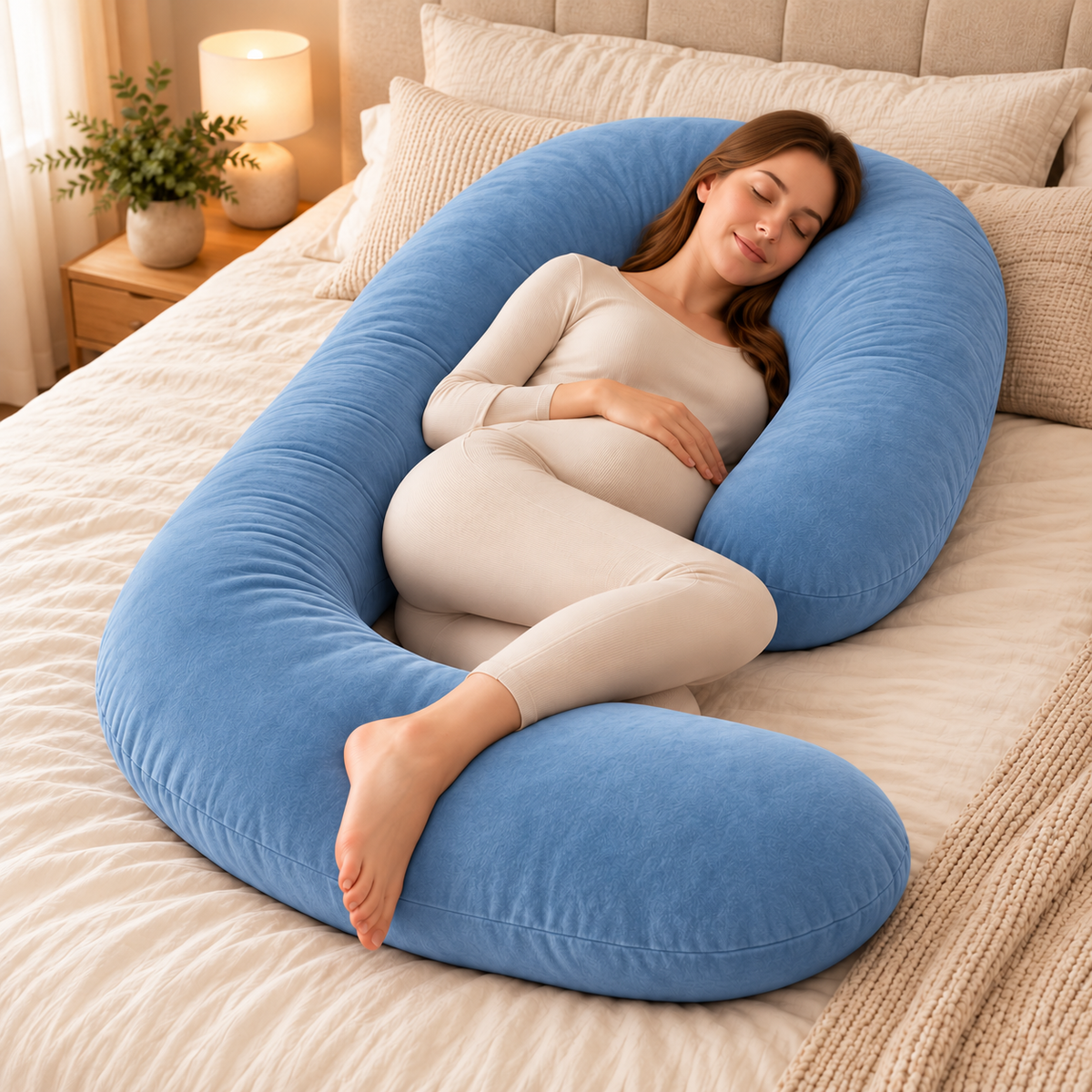 CozyFlorie Pregnancy Pillow – Blue – lifestyle