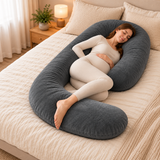 CozyFlorie Pregnancy Pillow – Charcoal Grey – side-sleep