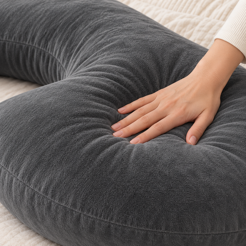 CozyFlorie Pregnancy Pillow – Charcoal Grey – softness
