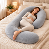 CozyFlorie Pregnancy Pillow – Light Grey – side-sleep