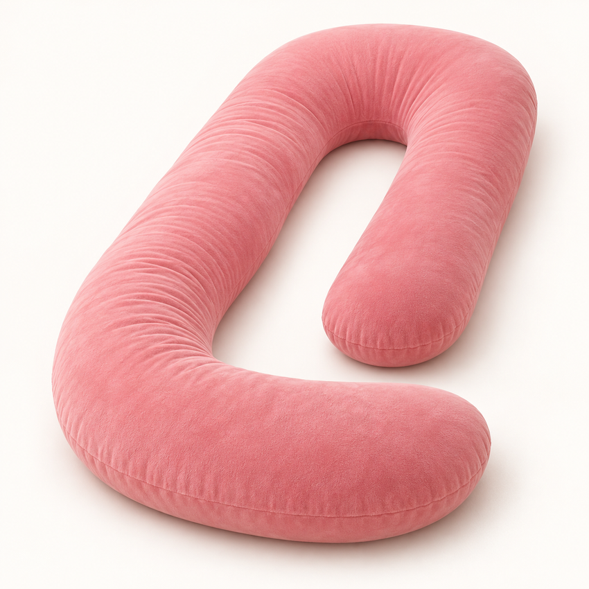 Generous J-shaped pregnancy pillow