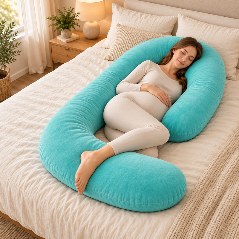 CozyFlorie Pregnancy Pillow – Turquoise – side-sleep